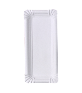 Assiette rectangulaire en carton recyclé blanc  240x110mm - 1500Pcs