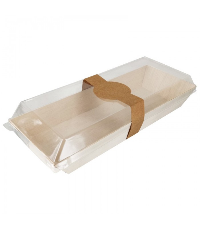 Barquette rectangulaire en bois "Samouraï"  215x85mm H28mm - 100Pcs