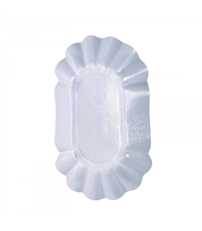 Assiette creuse ovale en carton laminé blanc 220x140mm H37,5mm - 1000Pcs