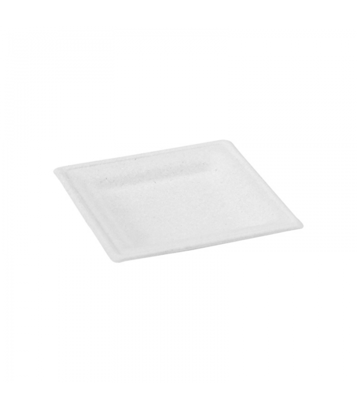 Assiette carrée blanche en pulpe  160x160mm - 500Pcs