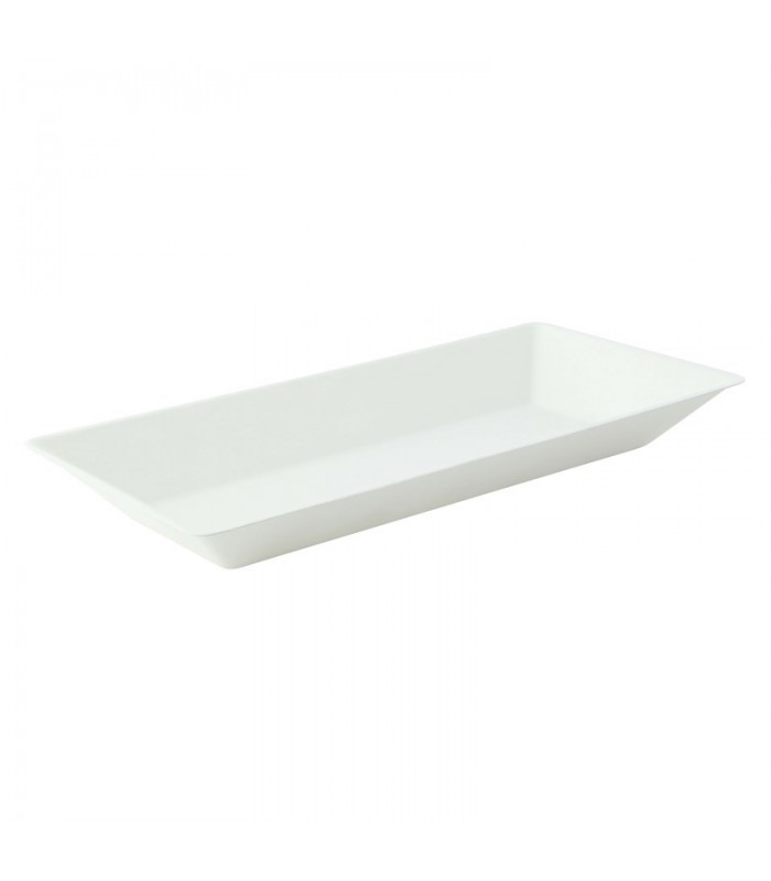 Assiette rectangulaire blanche en pulpe   260x130mm H28mm 500ml - 500Pcs