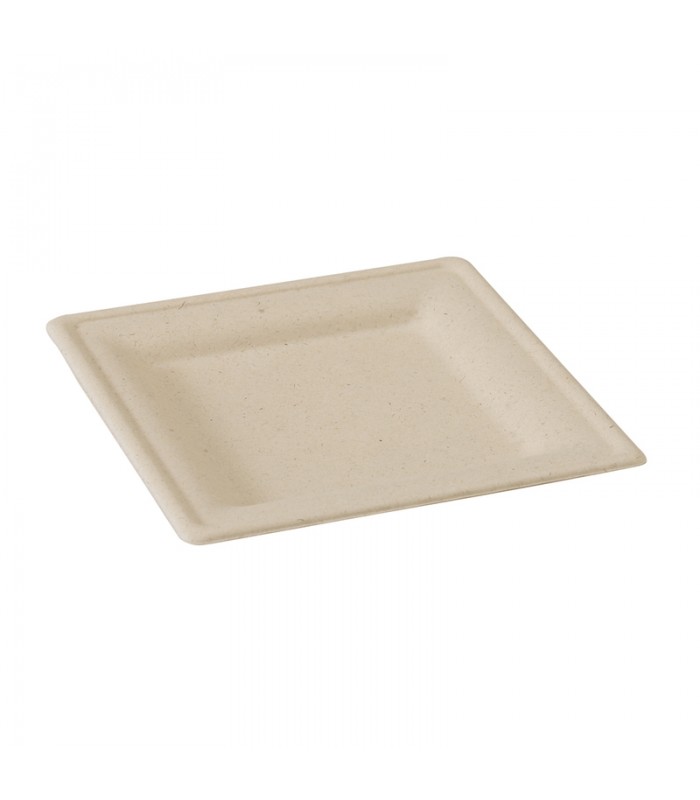 Assiette carrée brune en pulpe 200x200mm - 500Pcs