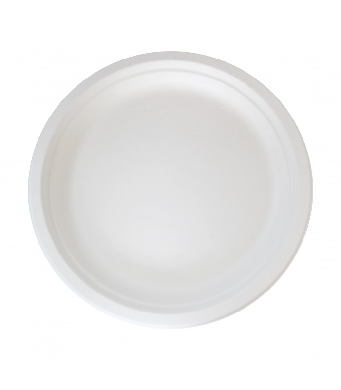 Assiette ronde blanche en pulpe - 500Pcs