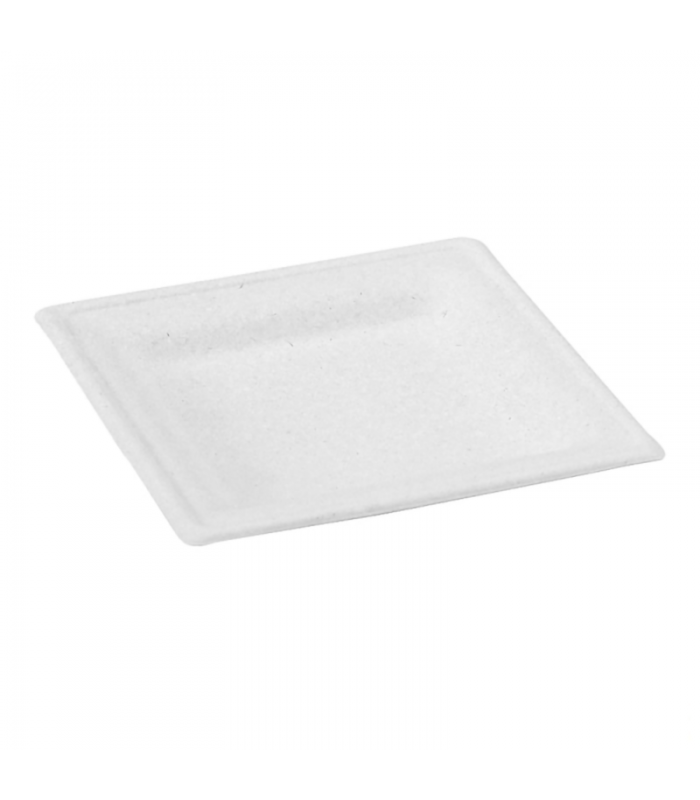 Assiette carrée blanche en pulpe  260x260mm H20mm - 250Pcs