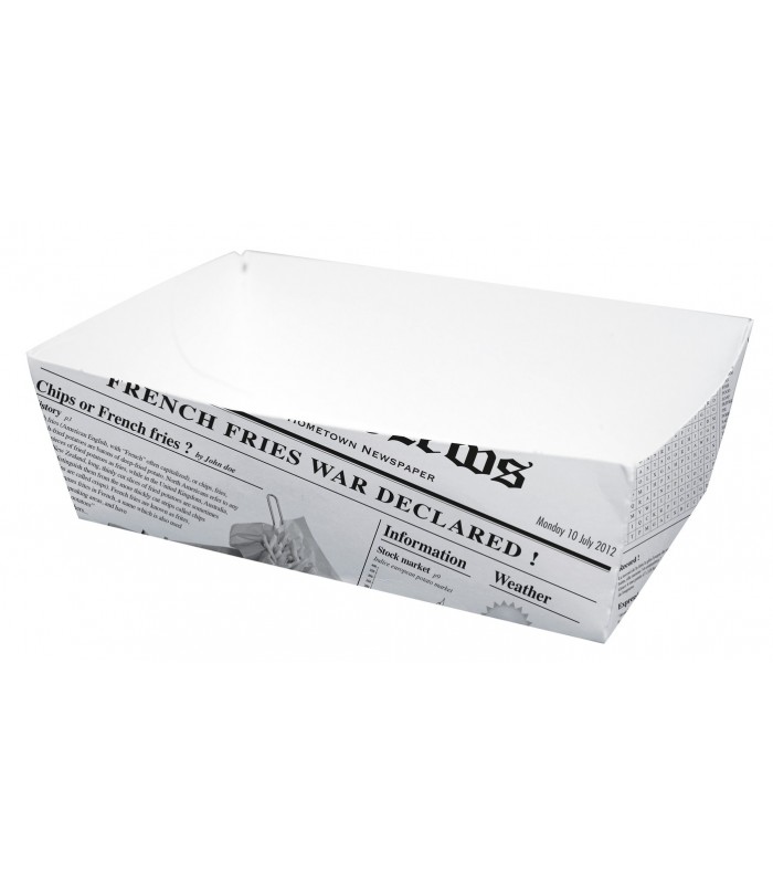 Barquette en carton décor journal  150x90mm H50mm 850ml - 400Pcs