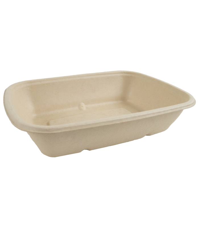 Plateau pulpe rectangulaire brun  215x158mm H50mm 1000ml - 300Pcs