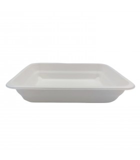 Barquette scellable blanche en pulpe de canne avec 2 compartiments 227x178mm H45mm 1060ml - 200Pcs