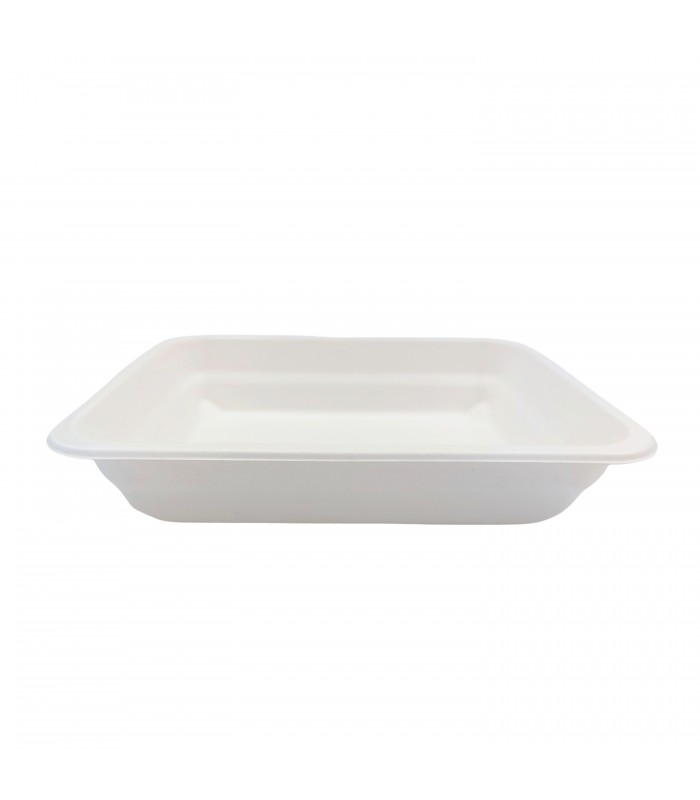 Barquette scellable blanche en pulpe de canne 227x178mm H45mm 1300ml - 200Pcs