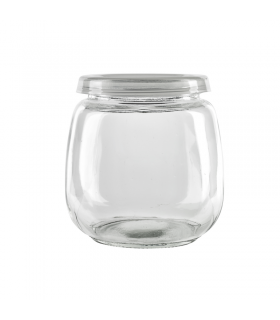 Bocal en verre sphérique avec couvercle plastique PP à clipser  H87mm 300ml - 60Pcs