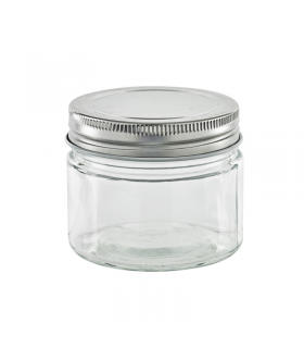 Pot en verre rond avec couvercle en aluminium à visser  H62mm 150ml - 80Pcs