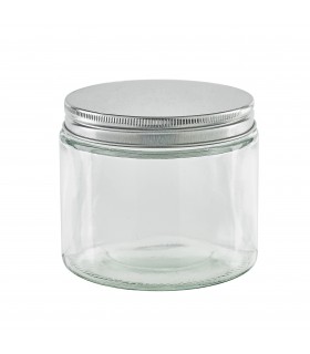 Pot en verre rond avec couvercle en aluminium à visser  H81mm 390ml - 50Pcs