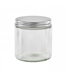 Pot en verre rond avec couvercle en aluminium à visser  H99mm 500ml - 40Pcs