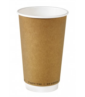 Gobelet en carton brun à double paroi sans matière plastique, Waterbased  H136mm 460ml - 500Pcs