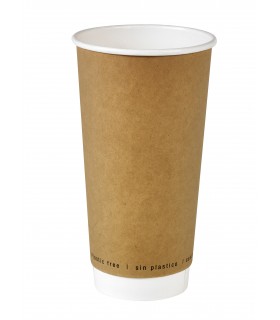 Gobelet en carton brun à double paroi sans matière plastique, Waterbased  H161mm 590ml - 500Pcs