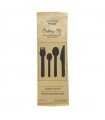 Kit couverts bois 5 / 1: couteau fourchette petite&grande cuillère serviette, emballage kraft   H165mm - 250Pcs