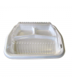 Plateau plastique PSE blanc 3 compartiments sans couvercle 220x250mm H30mm - 250Pcs
