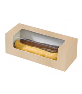 Boîte carton à fenêtre PET pour éclair ou macaron 150x60mm H50mm - 250Pcs