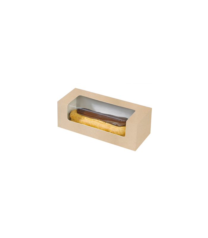Boîte carton à fenêtre PET pour éclair ou macaron 150x60mm H50mm - 250Pcs