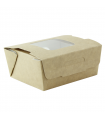 Boîte salade carton kraft brun à double fenêtre 98x115mm H45mm 400ml - 360Pcs