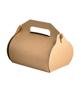 Boîte pâtissière haute carton kraft avec poignée 110x100mm H153mm - 50Pcs