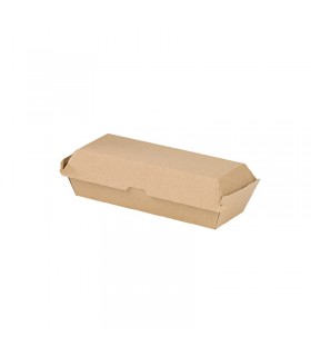 Boîte hot dog carton kraft brun microcannelé 208x75mm H70mm - 200Pcs