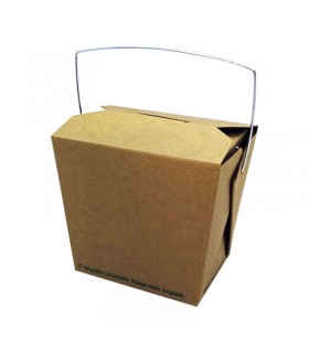 Boîte carton kraft carré avec anse 100x92mm H104mm 750ml - 500Pcs