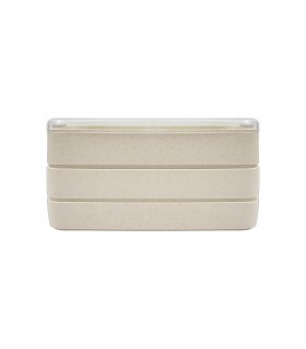 Boîte Bento 3 compartiments réemployable composite beige 185x80mm H103mm 900ml - 20Pcs