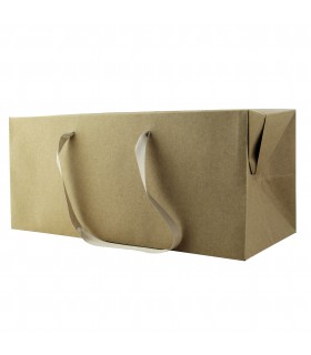 Sac boîte carton kraft poignées tissu (poids max 5kg) 300x200mm H170mm - 50Pcs