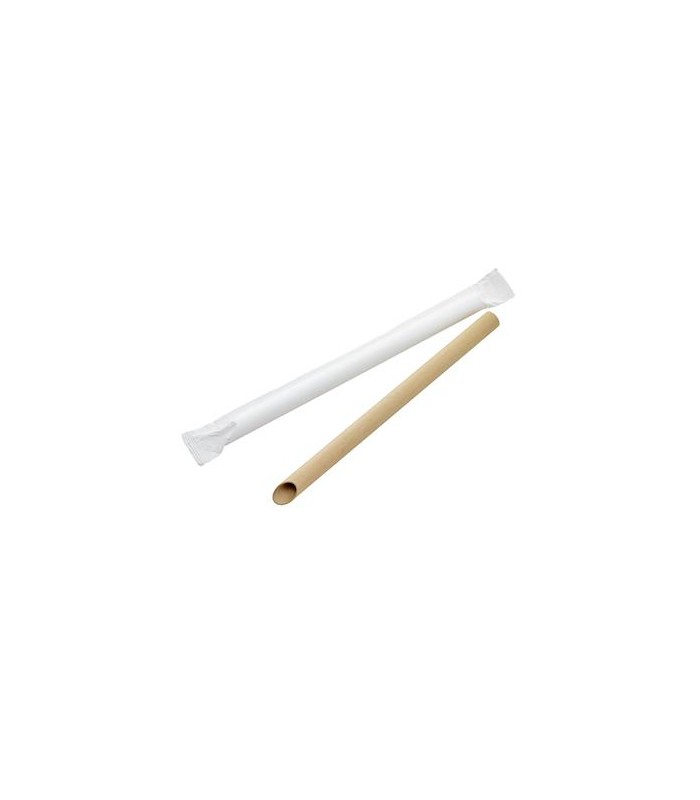 Paille biseautée Kraft pour Bubble Tea   H200mm - 3000Pcs