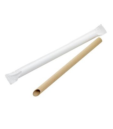 Paille biseautée Kraft pour Bubble Tea   H200mm - 3000Pcs