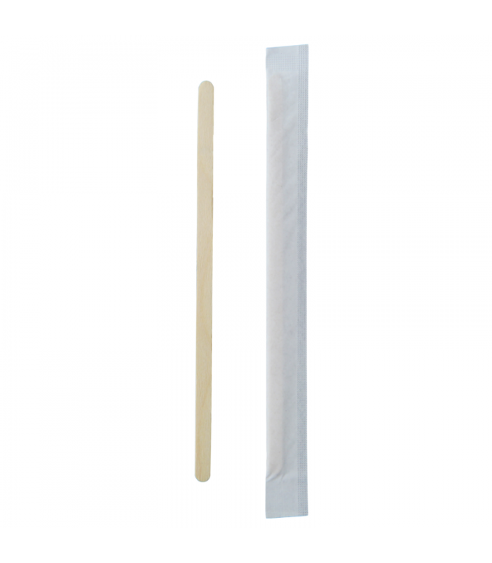 Spatule à café en bois emballée individuellement  5x10mm H140mm - 10000Pcs