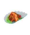 Mini assiette plastique PS verte transparente forme feuille ?Titos?  105x70mm - 1152Pcs