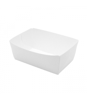 Barquette en carton blanc impression journal 120x70mm H43mm 510ml - 250Pcs
