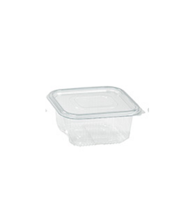Barquette plastique PET rectangulaire transparente avec couvercle attaché  195x130mm H65mm 1000ml - 400Pcs