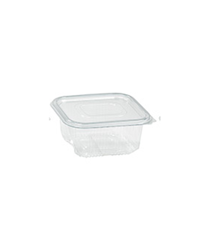 Barquette plastique PET rectangulaire transparente avec couvercle attaché  195x130mm H65mm 1000ml - 400Pcs