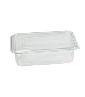 Barquette plastique PET rectangulaire transparente avec couvercle attaché  230x175mm H90mm 2000ml - 300Pcs