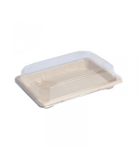 Barquette pulpe avec couvercle PS transparent "Itto"  188x130mm H15mm - 200Pcs