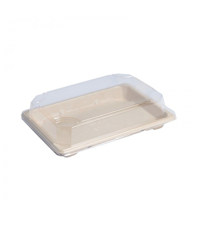 Barquette pulpe avec couvercle PS transparent "Itto"  188x130mm H15mm - 200Pcs