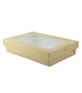 Boite "Kray" rectangulaire carton avec couvercle à fenêtre  225x155mm H50mm - 100Pcs