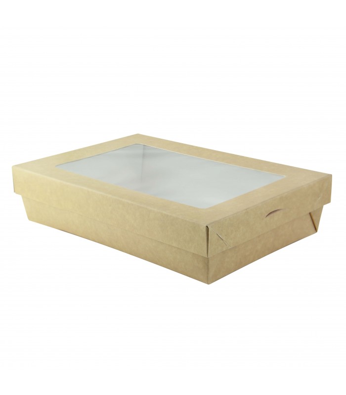 Boite "Kray" rectangulaire carton avec couvercle à fenêtre  225x155mm H50mm - 100Pcs