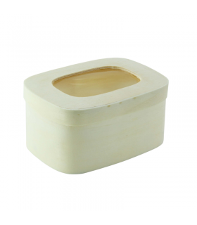 Boite bois rectangulaire avec couvercle à fenêtre  110x80mm H50mm 240ml - 100Pcs