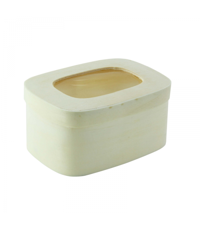 Boite bois rectangulaire avec couvercle à fenêtre  110x80mm H50mm 240ml - 100Pcs