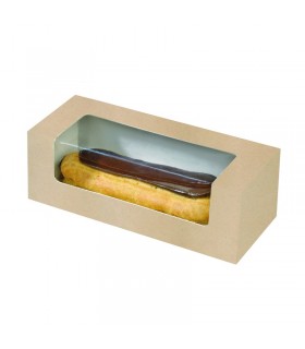 Boite carton à fenêtre PLA pour éclair ou macaron  150x60mm H50mm - 250Pcs