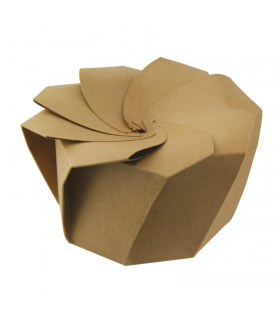 Boite carton blanc refermable avec pliage origami   H80mm 650ml - 100Pcs
