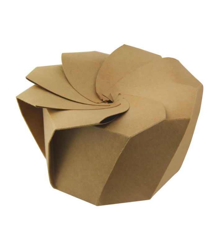 Boite carton blanc refermable avec pliage origami   H80mm 650ml - 100Pcs