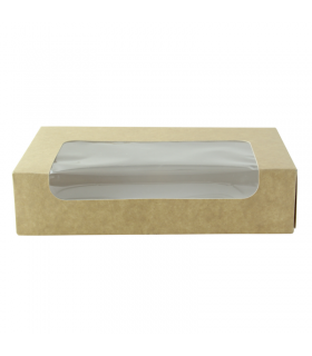 Boite carton kraft  laminé  à fenêtre  190x113mm H44mm - 200Pcs