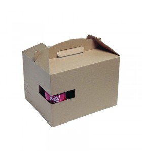 Boite carton kraft avec poignée "Lunchgo"  300x200mm H175mm - 100Pcs