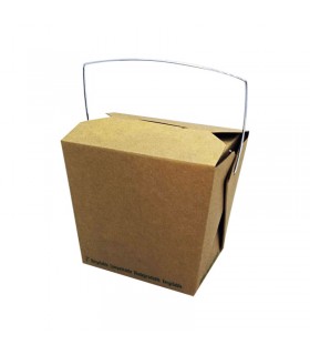 Boite carton kraft carré avec anse  95x73mm H90mm 450ml - 500Pcs