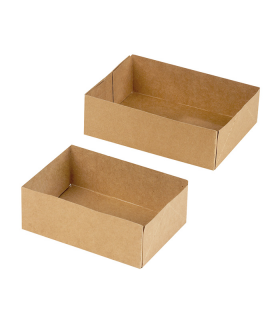 Boite pâtissière carton brun sans couvercle  140x100mm H50mm - 100Pcs