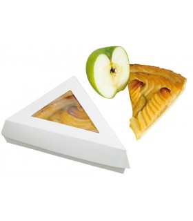 Boite pâtissière triangulaire carton blanc avec couvercle à fenêtre  155x130mm H45mm - 200Pcs